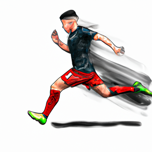 שחקן כדורגל שרץ על המגרש, מציג את התנועה הדינמית הנדרשת בספורט